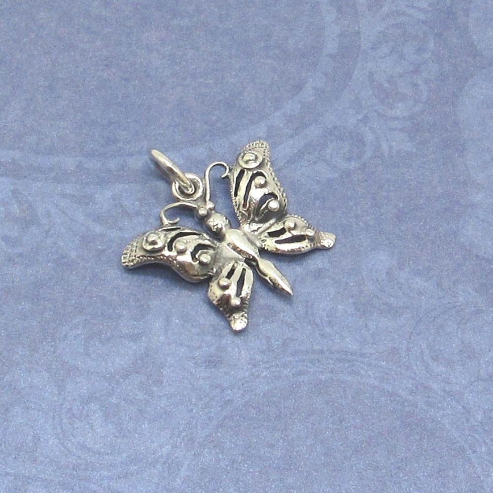 .925 Sterling Silver Butterfly pendant.